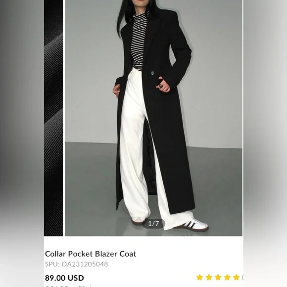 Commense Collar Pocket Blazer Coat - Picture 8 of 8